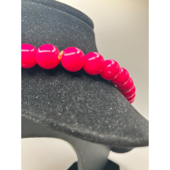 Homemade Hot Pink Round Beaded Collar Stretch 7 3/8 Inch Around Necklace! - Picture 6 of 6